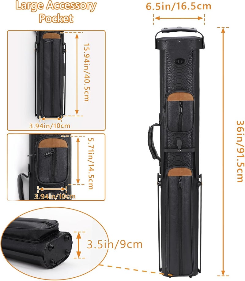 Oztwel 2x4 Pool Cue Case, Hard Pool Cue Case, Billiard Cue Case with Stand, Billiards Accessories Holds 2 Cue Butt and 4 Cue Shafts - Image 5